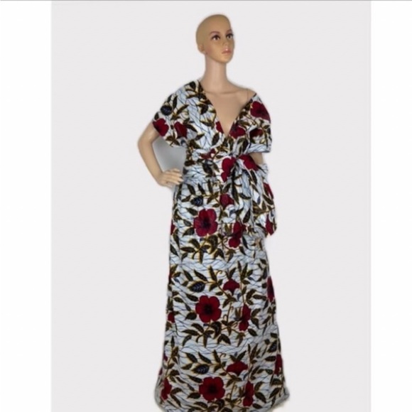 African Print Ankara Floral Print Infinity Maxi Dress - Picture 8 of 10